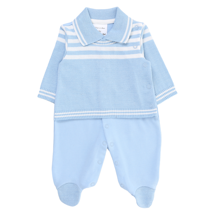 Macacão Longo Beth Bebê Malha Detalhe Linho Macacão Longo Beth Bebê Malha Detalhe Linho