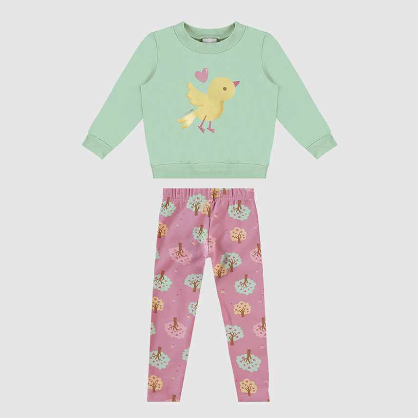 Conjunto Infantil Malwee Menina Blusão Estampado Conjunto Infantil Malwee Menina Blusão Estampado