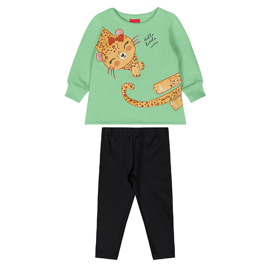 Conjunto Moletom Bebê Kely Kety Blusão Estampa Onça