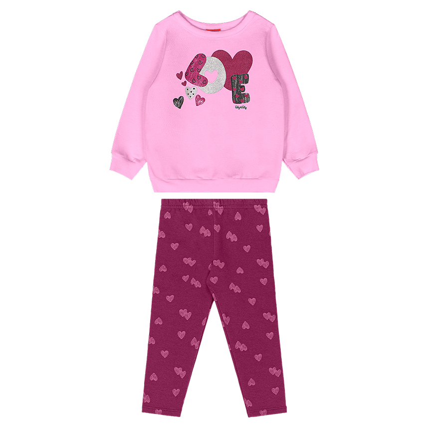 Conjunto Moletom Infantil Kely Kety Blusão Estampa Love