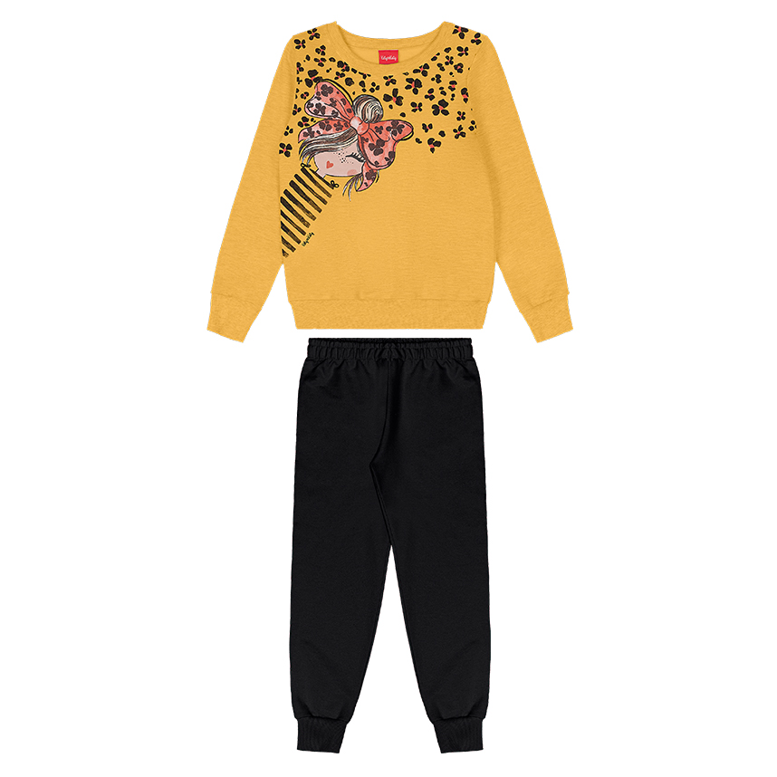 Conjunto Moletom Infantil Kely Kety Blusão Estampa Laço