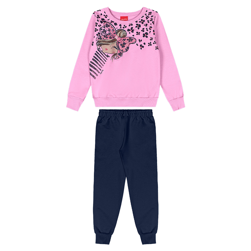 Conjunto Moletom Infantil Kely Kety Blusão Estampa Laço