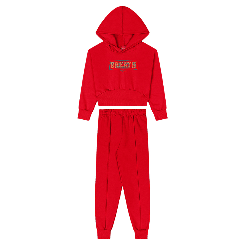 Conjunto Moletom Infantil Kely Kety Blusão Com Capuz Estampa Breath