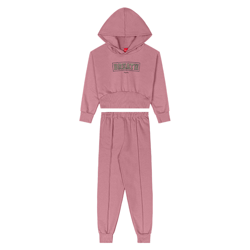 Conjunto Moletom Infantil Kely Kety Blusão Com Capuz Estampa Breath