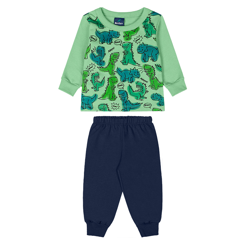 Conjunto Bebê Reirex Moletom Blusão Estampa Dinossauro Conjunto Bebê Reirex Moletom Blusão Estampa Dinossauro