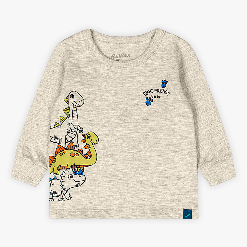 Camiseta Bebê Reirex Manga Longa Em Meia Malha Estampa Dinos