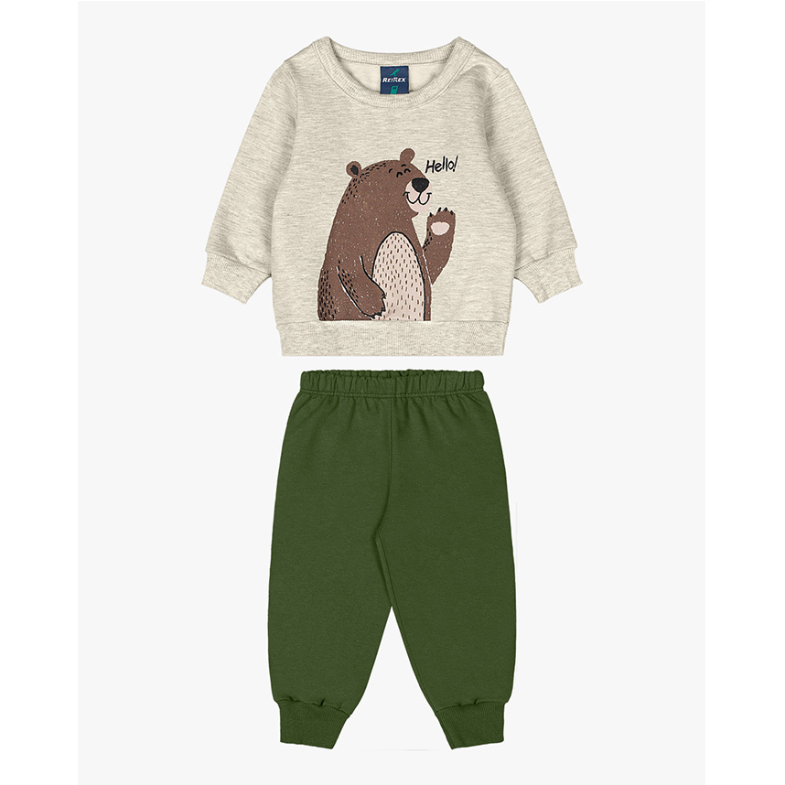 Conjunto Bebê Reirex Moletom Blusão Estampa Ursinho