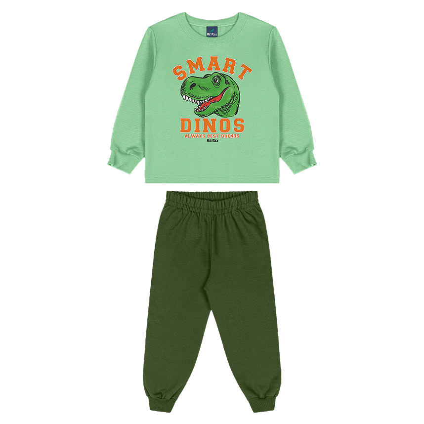Conjunto Infantil Reirex Moletom Blusão Estampa Dinossauro