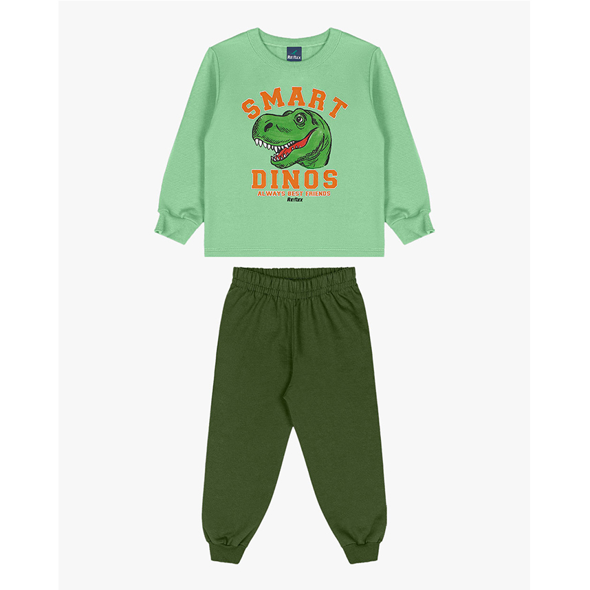 Conjunto Infantil Reirex Moletom Blusão Estampa Dinossauro