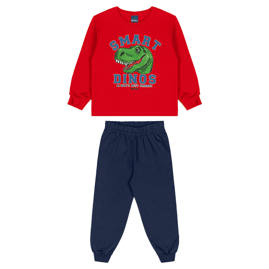 Conjunto Infantil Reirex Moletom Blusão Estampa Dinossauro
