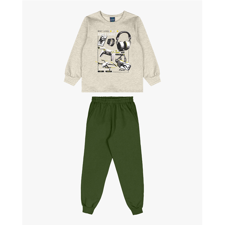 Conjunto Moletom Infantil Reirex Blusão Estampa Gadgets