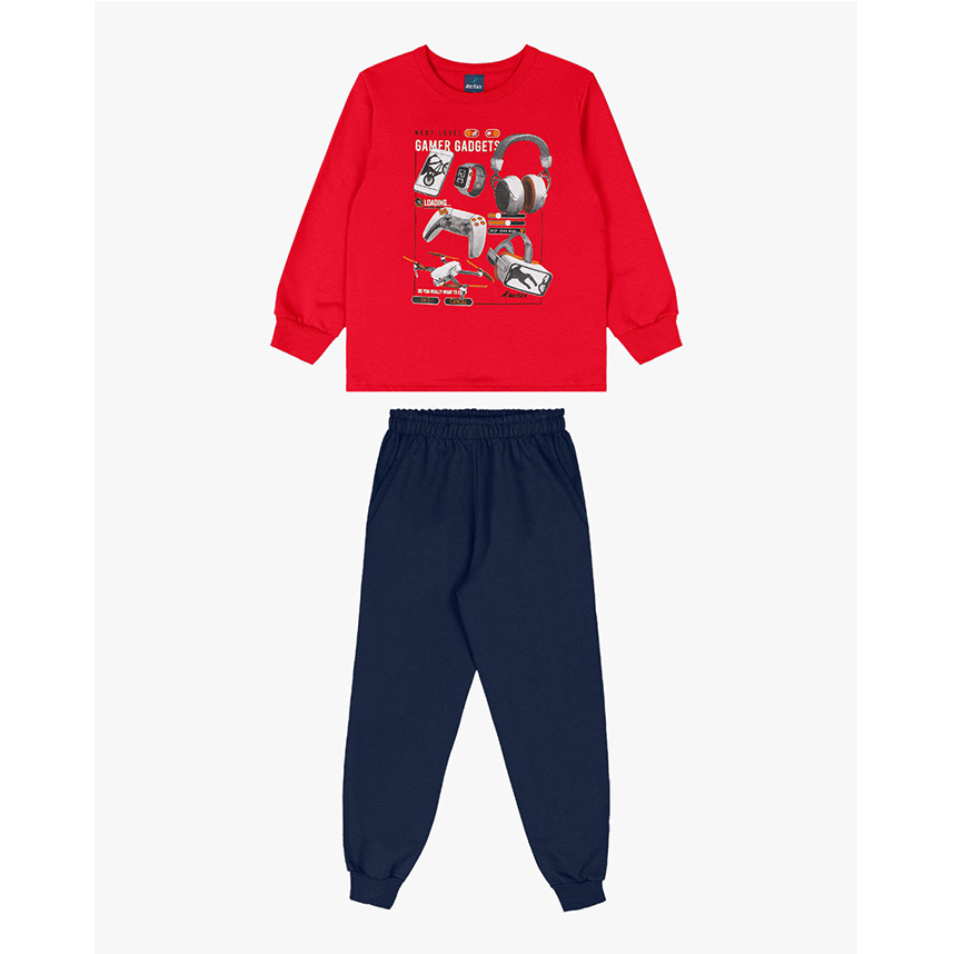 Conjunto Moletom Infantil Reirex Blusão Estampa Gadgets