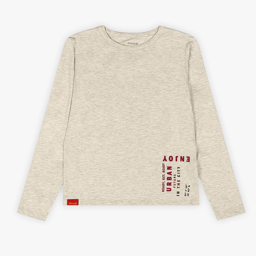 Camiseta Manga Longa Juvenil Based Meia Malha Estampada