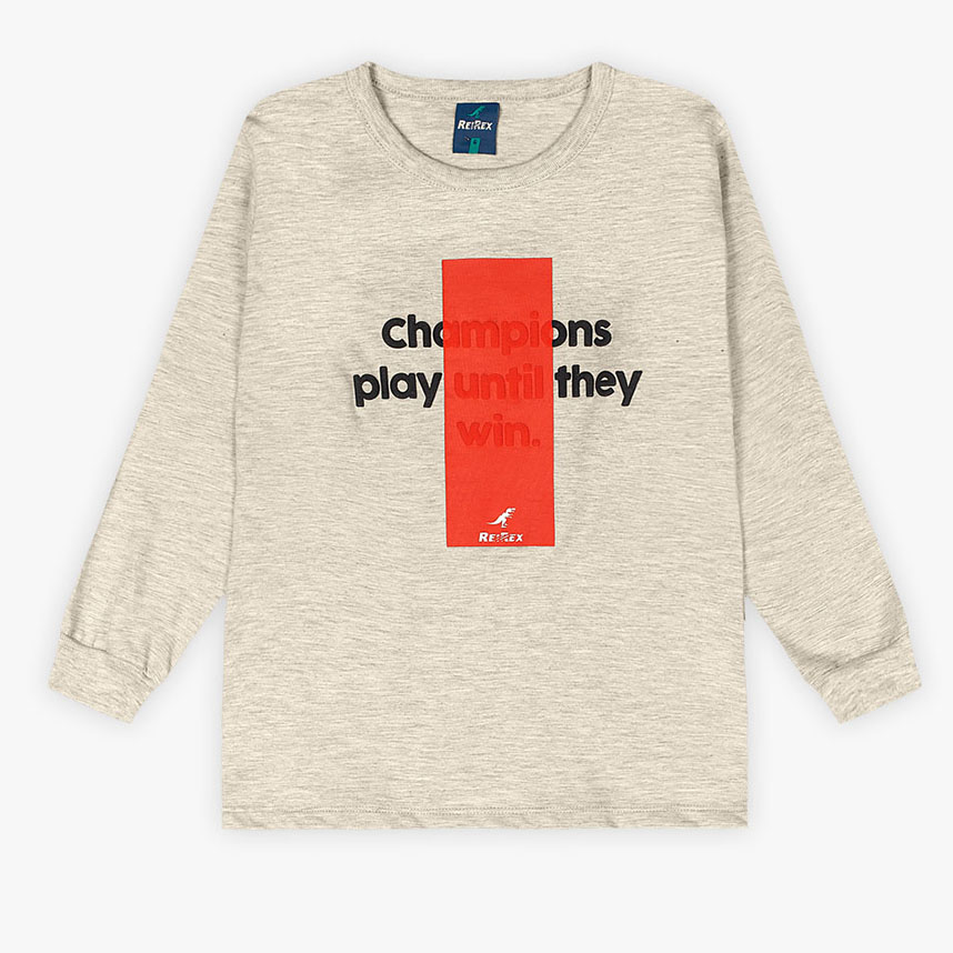 Camiseta Infantil Reirex Manga Longa Em Meia Malha Estampada