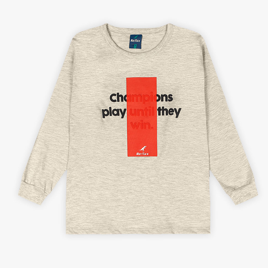 Camiseta Infantil Reirex Manga Longa Em Meia Malha Estampada