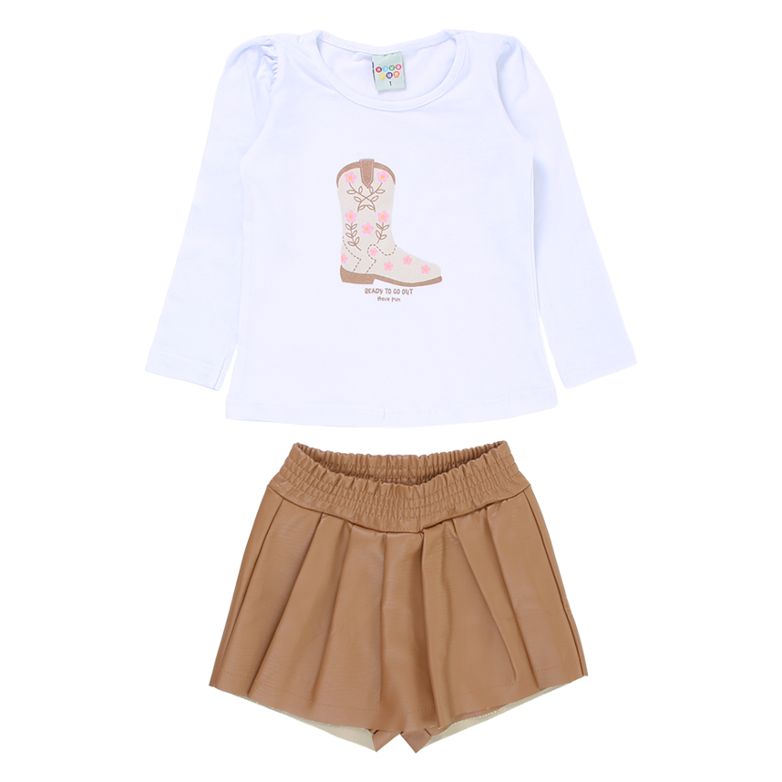 Conjunto Infantil Have Fun Blusa Manga Longa Estampa Bota