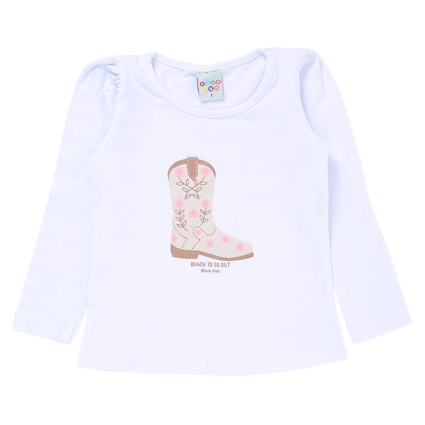 Conjunto Infantil Have Fun Blusa Manga Longa Estampa Bota