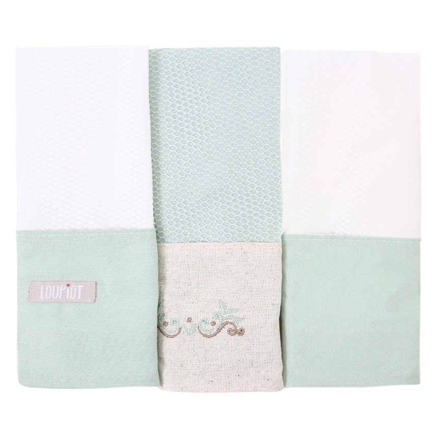 Kit Saquinhos Maternidade Loupiot Nature Bordado Ramos 03 Peças