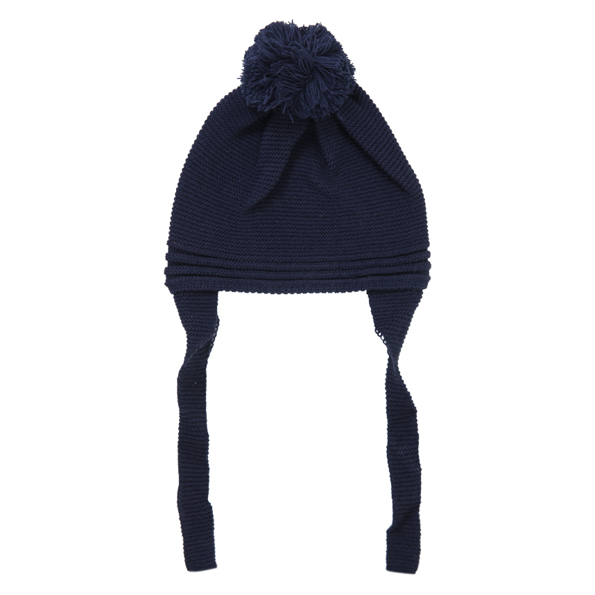 Touca Bebê Everly Acrílica Com Pompom e Amarração Touca Bebê Everly Acrílica Com Pompom e Amarração