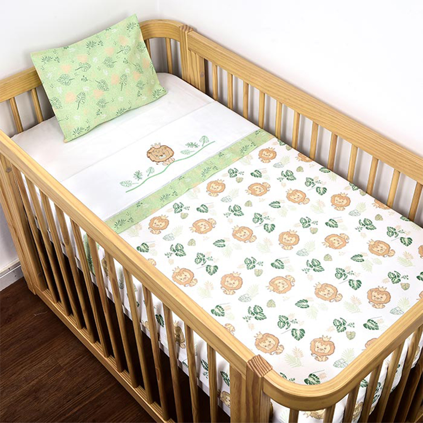 Jogo Lençol Dengo Bordado Leão - 03 Peças Jogo Lençol Dengo Bordado Leão - 03 Peças