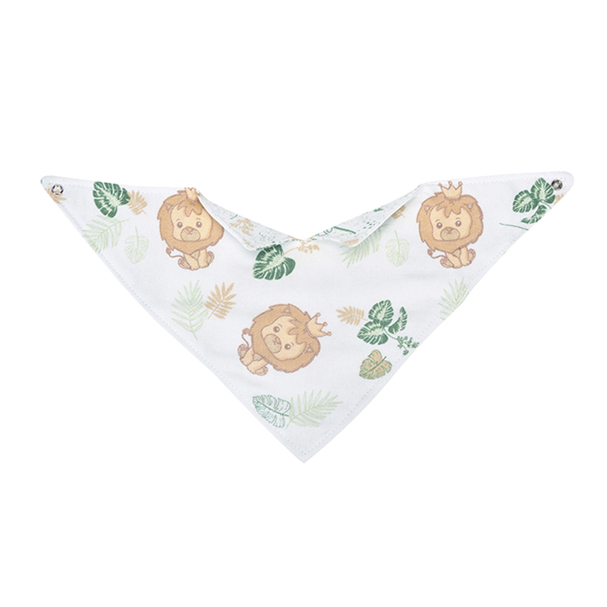 Babador Bandana Dengo Com Botão Estampa Leão Babador Bandana Dengo Com Botão Estampa Leão