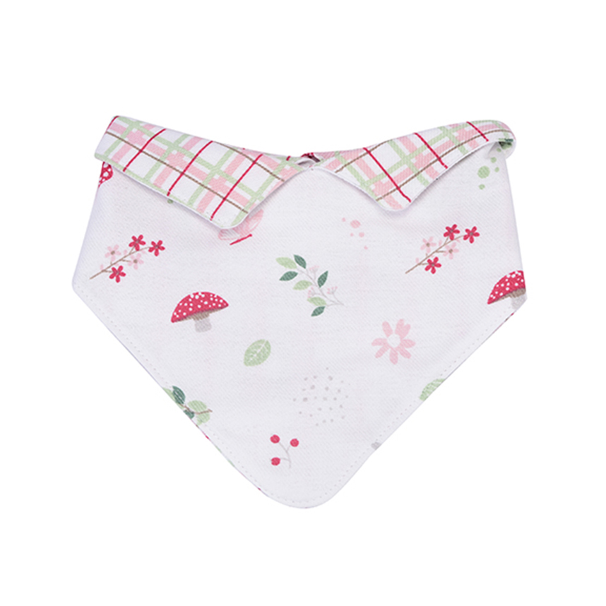 Babador Bandana Dengo Com Botão Estampa Cogumelo Babador Bandana Dengo Com Botão Estampa Cogumelo