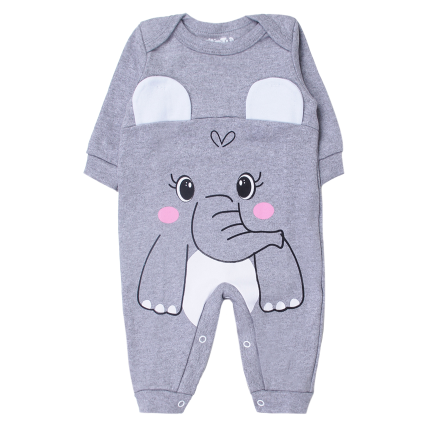 Macacão Longo Bebê Cattu Baby Suedine Estampa Elefante