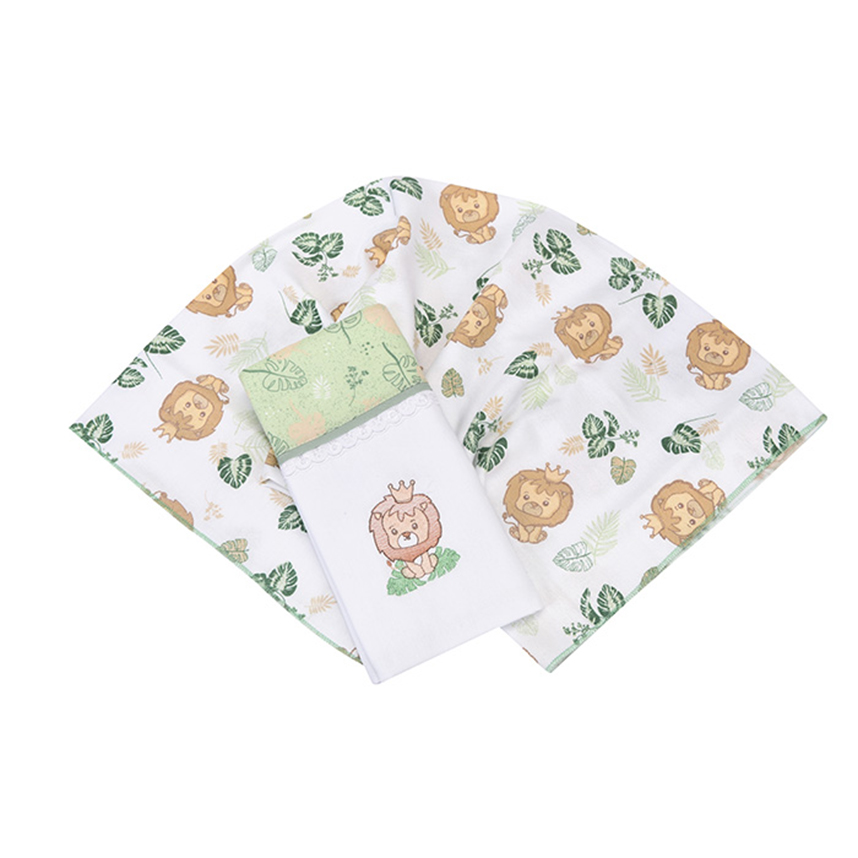 Cueiro Dengo Estampa Leão 02 Peças 80 CM x 80 CM