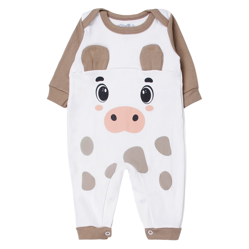 Macacão Longo Bebê Cattu Baby Suedine Estampa Boizinho