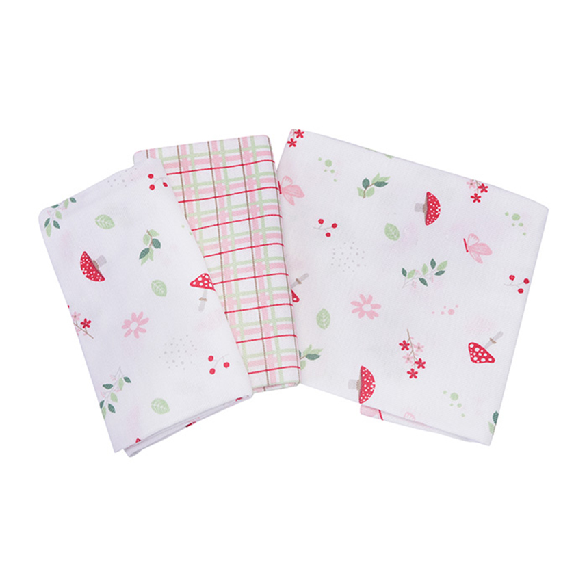 Cueiro Dengo Estampa Cogumelo 03 Peças 50 CM x 80 CM