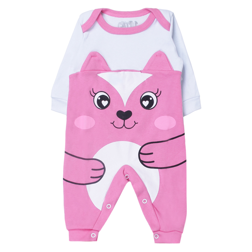 Macacão Longo Bebê Cattu Baby Suedine Estampa Gatinha