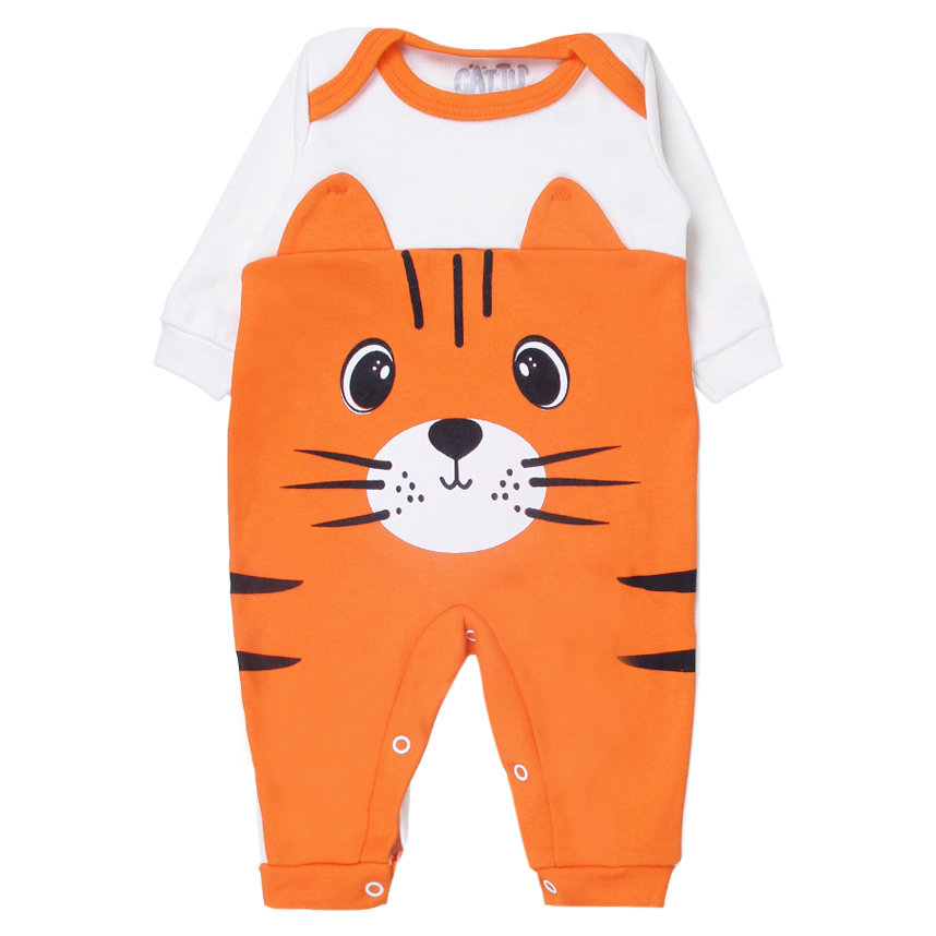 Macacão Longo Bebê Cattu Baby Suedine Estampa Tigrinho