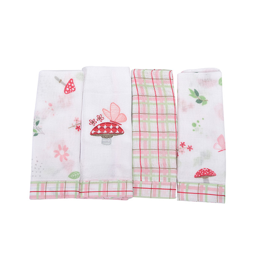 Pano de Boca Dengo Soft Bordado Estampa Cogumelo 04 Peças Pano de Boca Dengo Soft Bordado Estampa Cogumelo 04 Peças