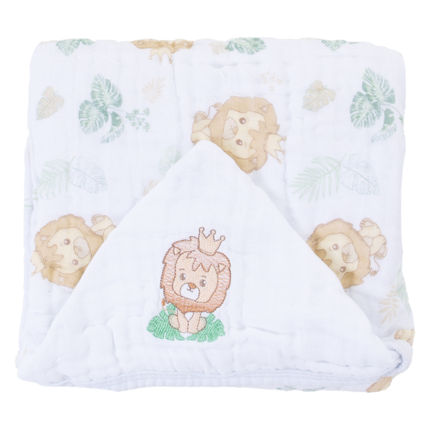 Toalha Com Capuz Dengo Soft Bordado Estampa Leão