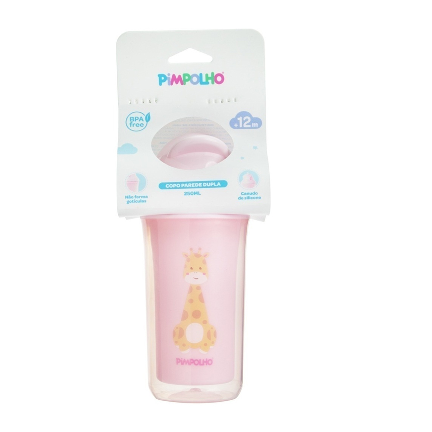 Copo Infantil Pimpolho Estampa Girafa Rosa 250 ml Copo Infantil Pimpolho Estampa Girafa Rosa 250 ml