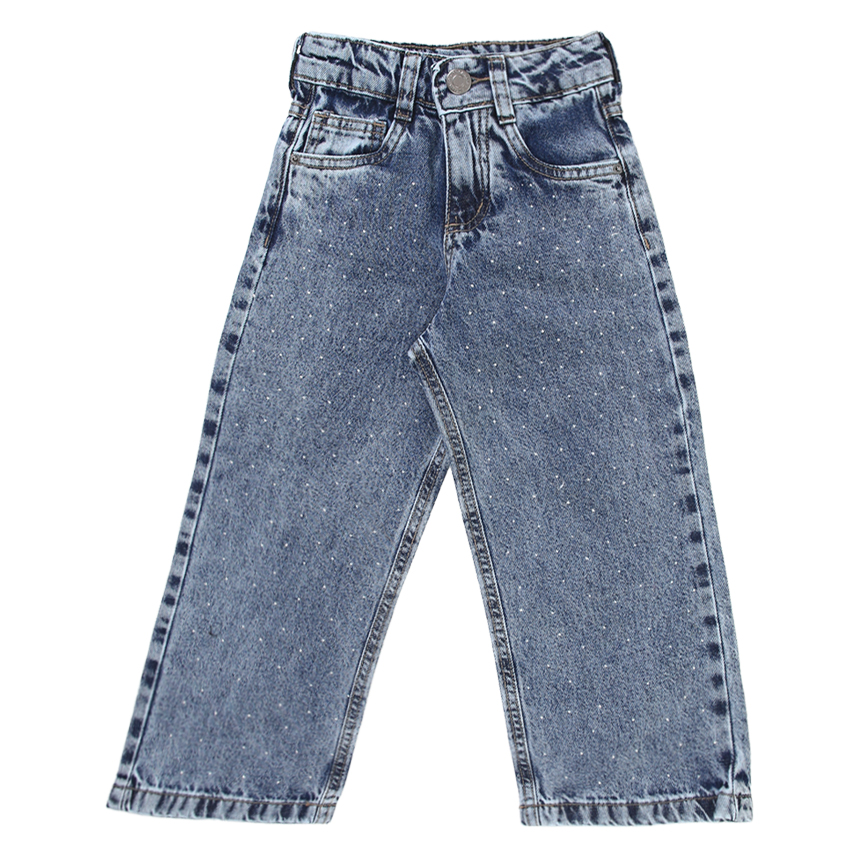 Calça Jeans Infantil Frommer Wide Com Aplicação De Strass