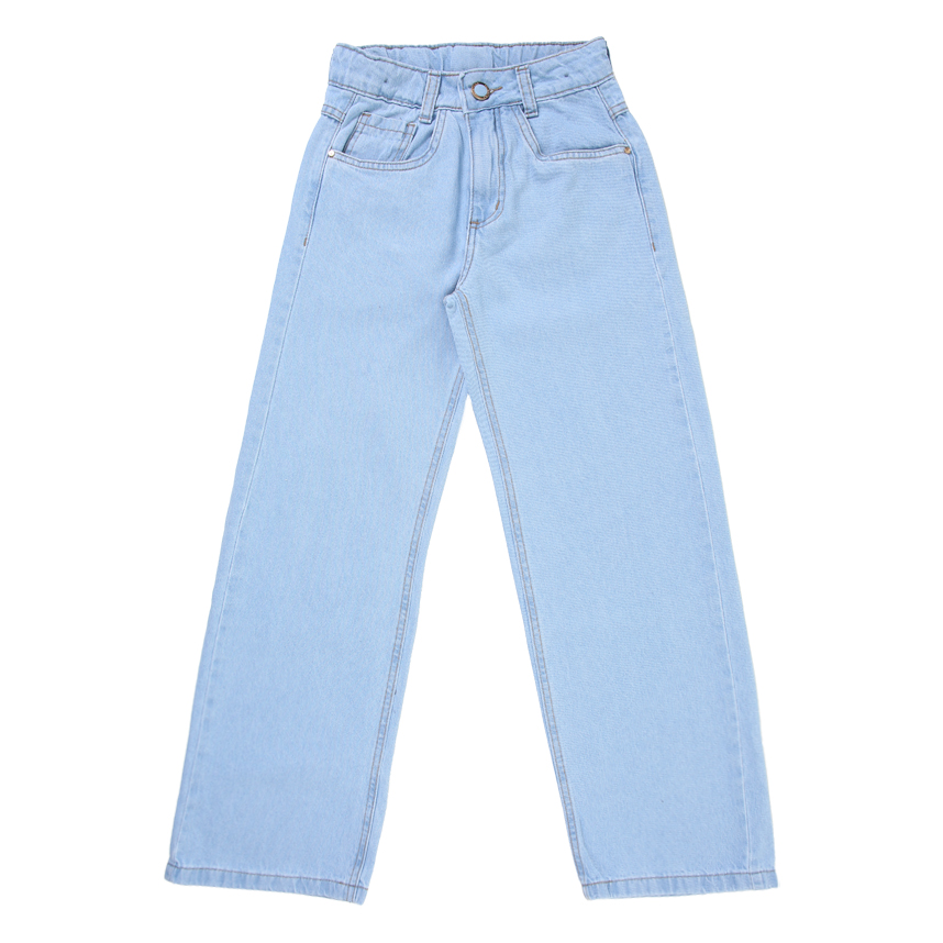Calça Jeans Juvenil Frommer Wide Leg Com Botão Forrado Calça Jeans Juvenil Frommer Wide Leg Com Botão Forrado