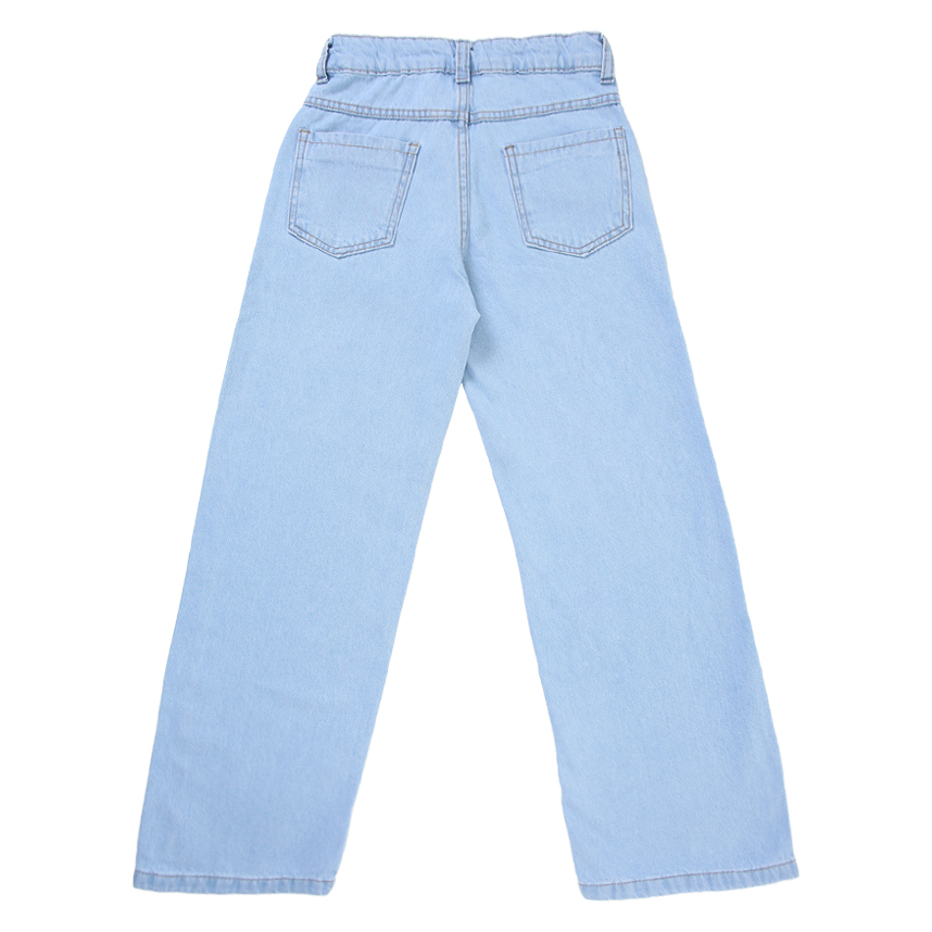 Calça Jeans Juvenil Frommer Wide Leg Com Botão Forrado Calça Jeans Juvenil Frommer Wide Leg Com Botão Forrado