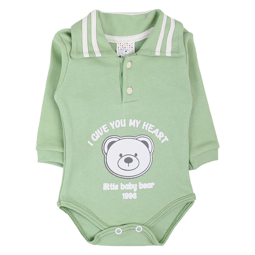 Kit Body Bebê Petutinha Polo Estampa Urso Bear - 3 Peças
