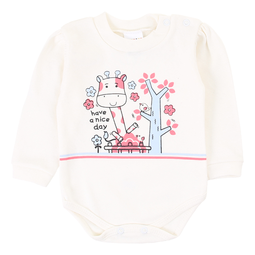 Kit Body Bebê Petutinha Estampa Girafa Flor - 3 Peças