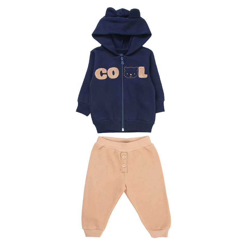 Conjunto Bebê Tileesul Em Moletom Jaqueta Com Capuz Estampa Cool