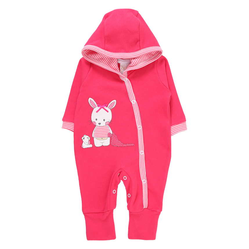 Macacão Longo Bebê Petutinha Suedine Capuz Listrado Coelha