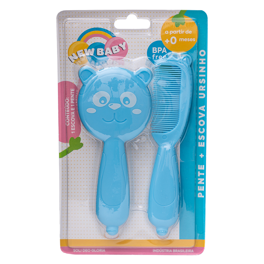 Kit Pente e Escova New Baby Ursinho