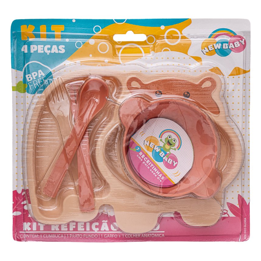 Kit Refeição New Baby Hipopótamo – 4 Peças Kit Refeição New Baby Hipopótamo – 4 Peças