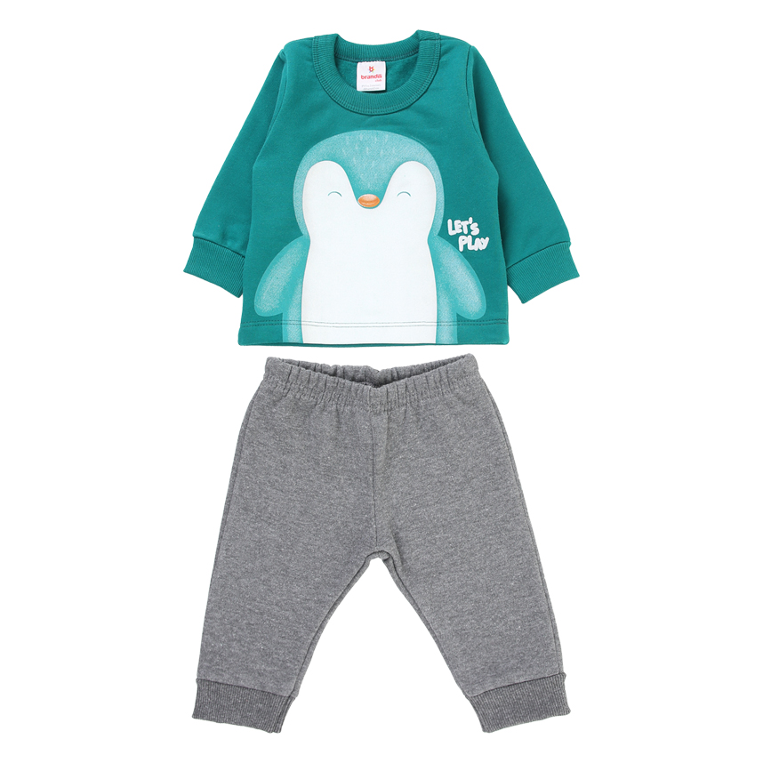 Conjunto Bebê Brandili Blusão Estampa Pingin