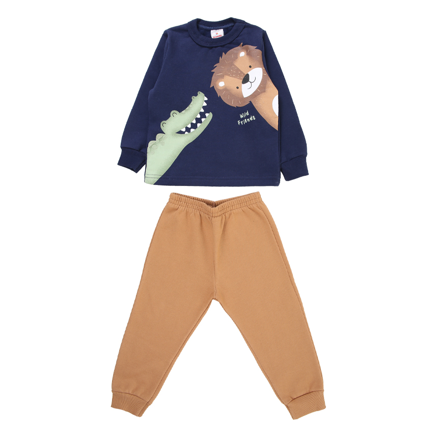 Conjunto Infantil Brandili Blusão Estampa Jacaré E Calça 