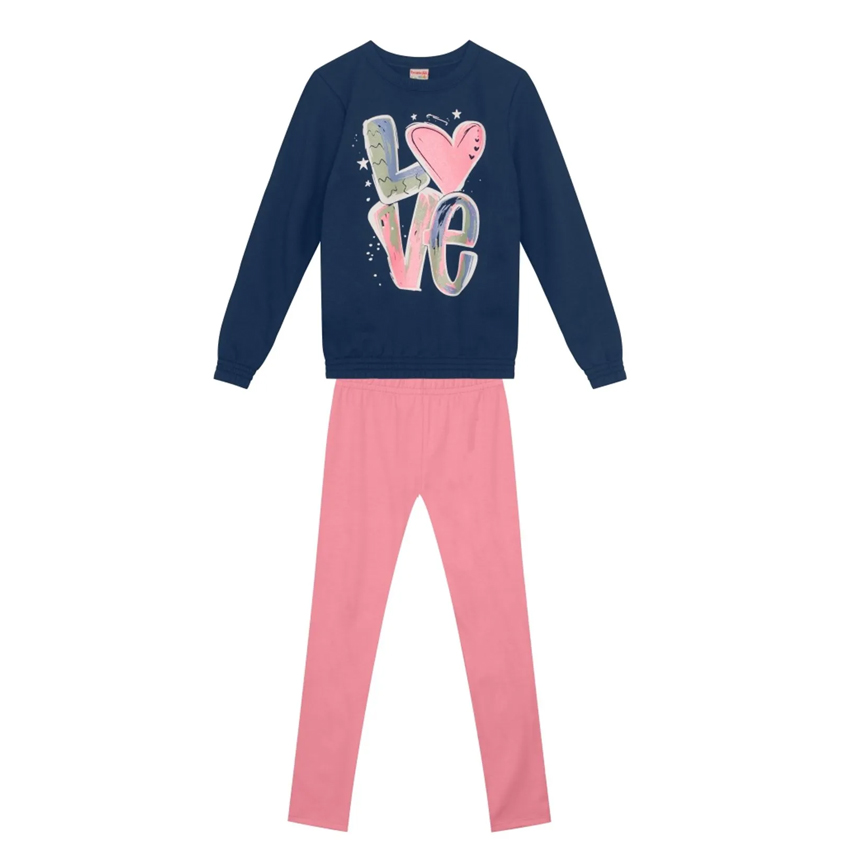 Conjunto Infantil Brandili Blusão Estampa Love