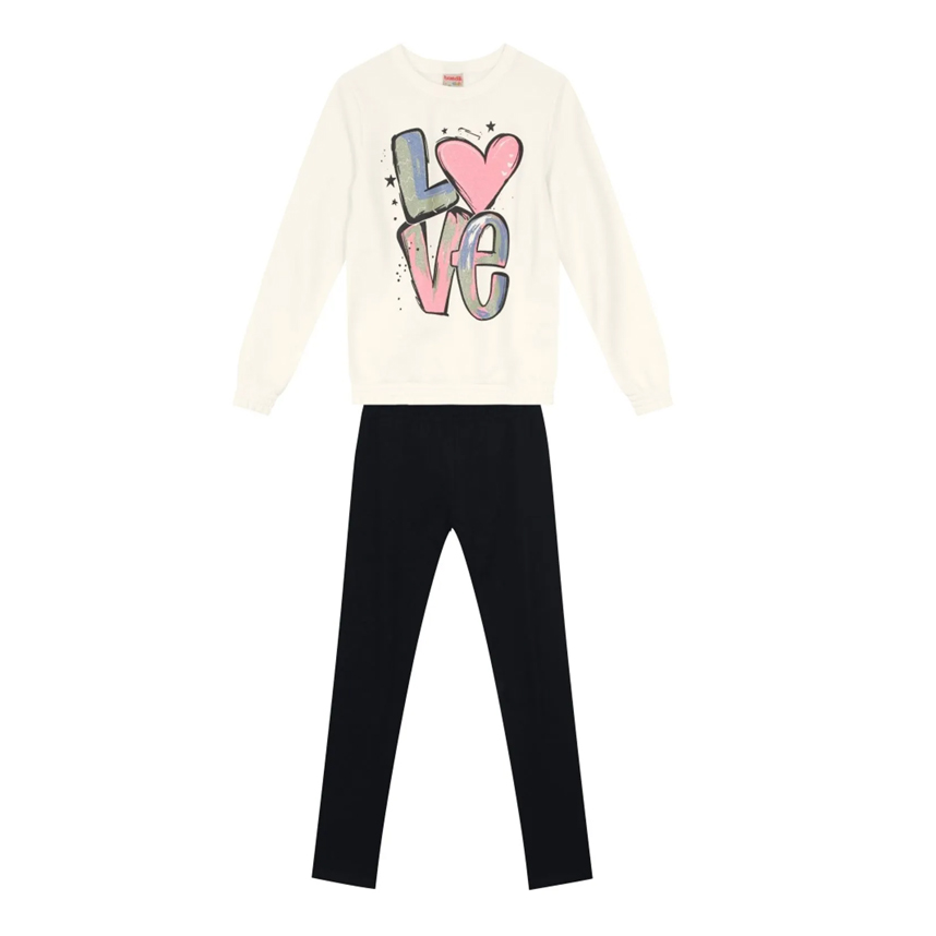 Conjunto Infantil Brandili Blusão Estampa Love Conjunto Infantil Brandili Blusão Estampa Love