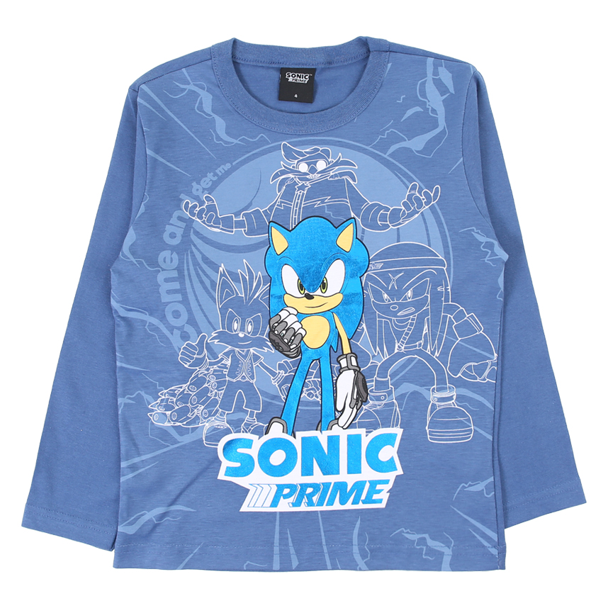 Camiseta Infantil Brandili Manga Longa Sonic Prime