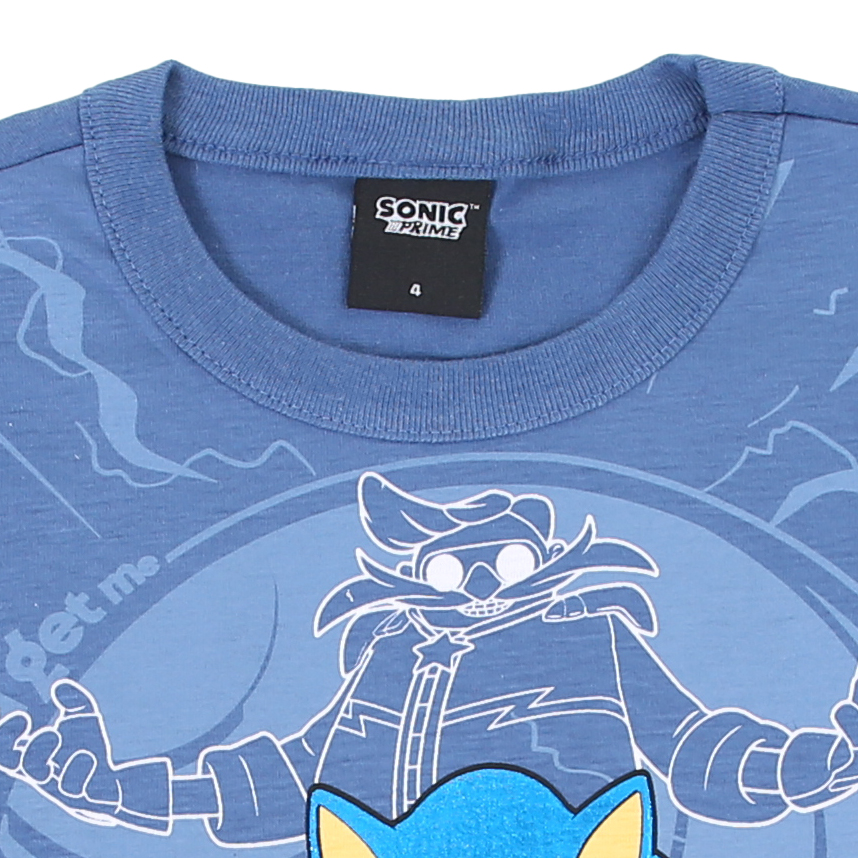 Camiseta Infantil Brandili Manga Longa Sonic Prime